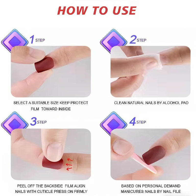 24 PCS Aurora Powder Nail Art, Length Long Water Pipe Fake Nails, Had Nail Tips False Nail