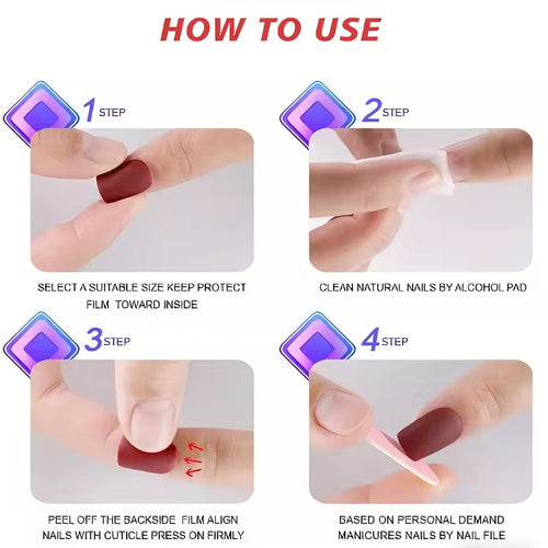 24 PCS Bowbowknot Nail Art, Long Length Long Water Pipe Fake Nails,Square Head Nail Tips False Nail