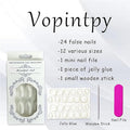24 PCS Aurora White Nail Art, Length Long Water Pipe Fake Nails, Had Nail Tips False Nail