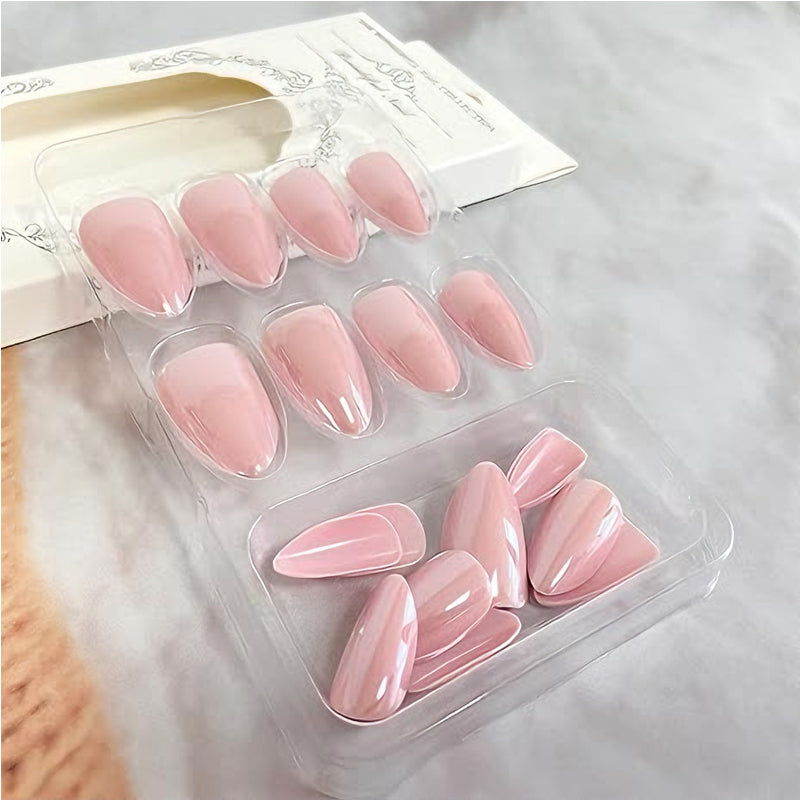 24 PCS Aurora Powder Nail Art, Length Long Water Pipe Fake Nails, Had Nail Tips False Nail